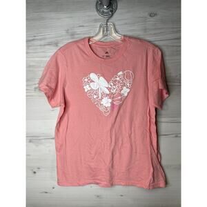 Adidas Shirt Womens Medium Heart Tennis Ball Flower Graphic Athletic Tee